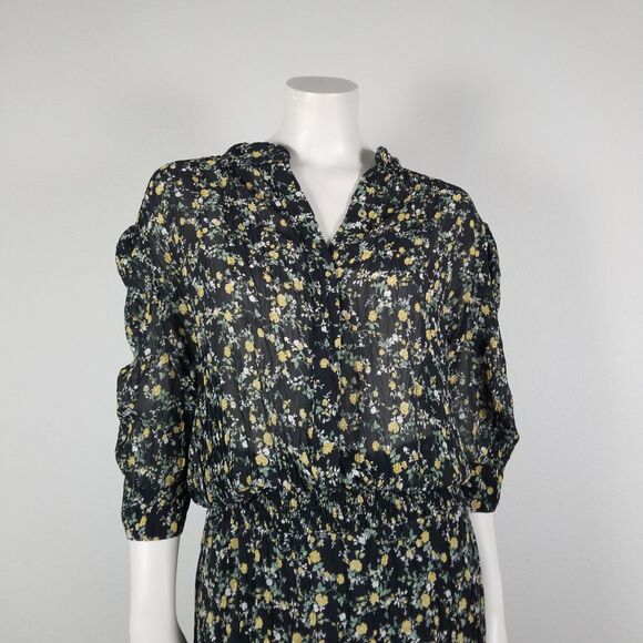 Anthropologie Muche & Muchette Black Floral High Low Blouson Maxi Dress OSFM - Picture 3 of 14